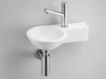 Lave-mains pour toilettes, de forme ronde, en céramique blanche, Largeur 39 cm, Profondeur 28 cm, Hauteur 11 cm, Livraison 5-7 jours OFFERTE.